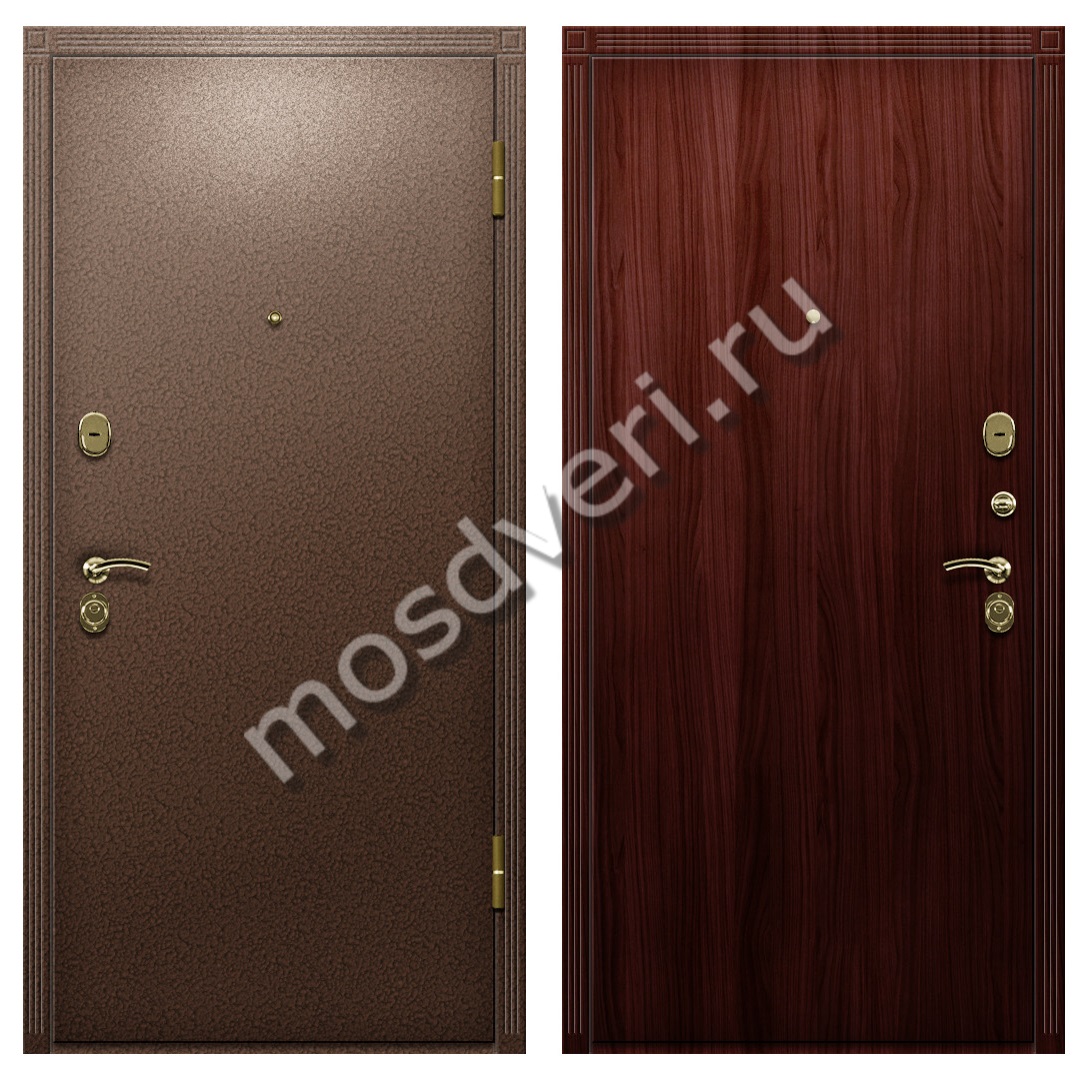 Дверь в коттедж порошкового окраса коричневого цвета с МДФ - купить от производителя Мосдвери Дверь в коттедж порошкового окраса коричневого цвета с МДФ