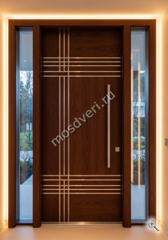 Дизайнерская входная дверь в дом коричневого цвета - купить от производителя Мосдвери Дизайнерская входная дверь в дом коричневого цвета