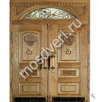 Парадная дверь массив дуба со стеклопакетом, ковкой и резьбой по дереву - купить от производителя Мосдвери Парадная дверь массив дуба со стеклопакетом, ковкой и резьбой по дереву