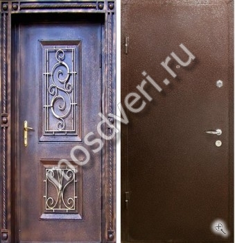 Кованая дверь с порошковым окрасом под дерево - купить от производителя Мосдвери Кованая дверь с порошковым окрасом под дерево